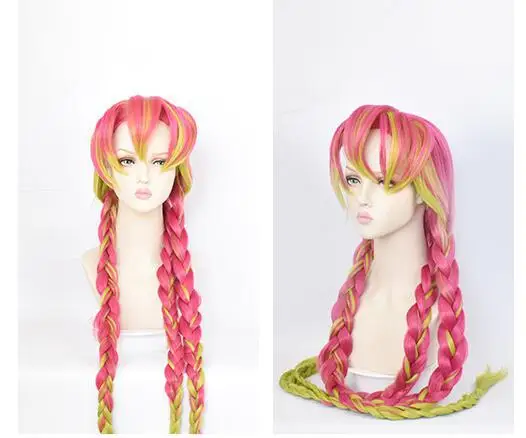 Kanroji Mitsuri Wig Аниме Костюм демон убийца Косплей Tanjirou Kamado Косплей Костюм Kimetsu no Yaiba Мужчины кимоно костюм Хэллоуин - Цвет: Kanroji Mitsuri Wig