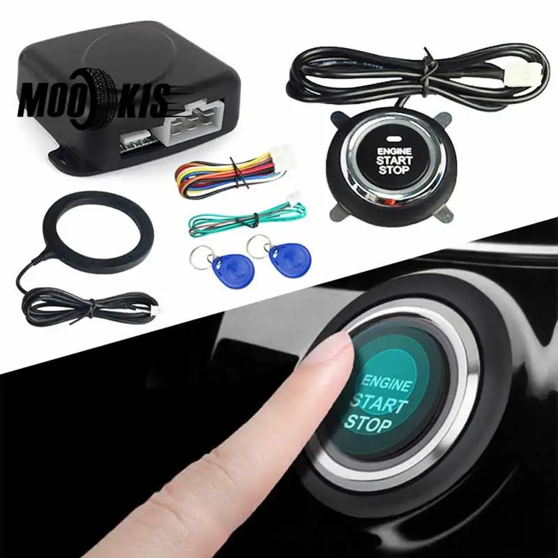 

12V Car Smart Alarm System Push Engine Start Stop Button Lock Ignition Immobilizer with Remote Keyless Go Entry System
