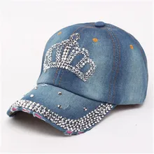 Женские джинсовые бейсболки со стразами и цирконием, облегающие модные аксессуары в стиле хип-хоп, Outdoor-XMC-W6