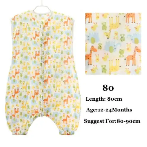 Giraffe-80 Спальный мешок для малышей хлопок тоньше 2 слоя летний костюм для малышей; комбинезон для сна пижамы для маленьких детей Костюмы для детей от 0 до 5 лет спальные принадлежности - Цвет: Giraffe-80