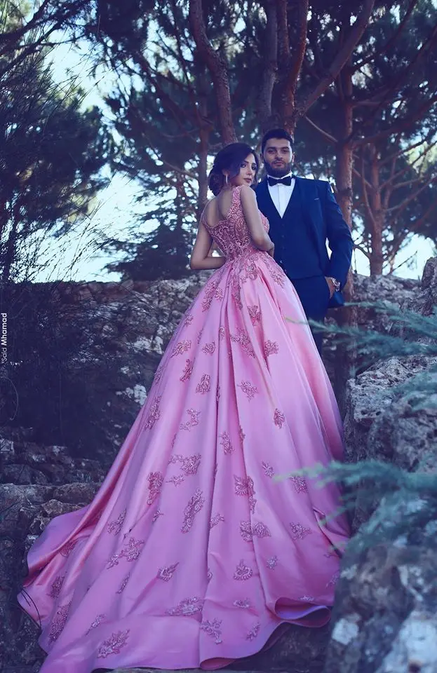 Элегантные Розовые Свадебные платья Vestido de fiesta, Дубай, арабское торжественное платье,, свадебные платья на заказ
