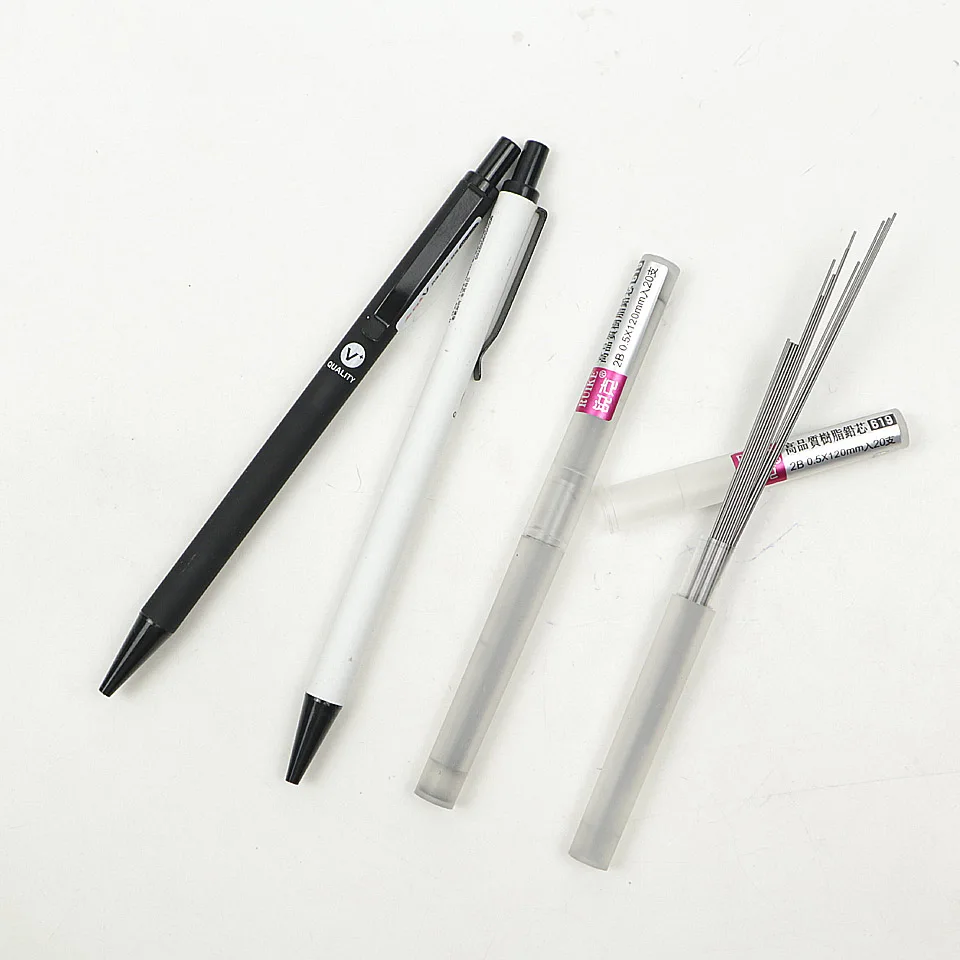 2 шт./лот механический карандаш 2B 0,5 мм полностью металлический высококачественный автоматический карандаш для профессиональная живопись принадлежности для письма - Цвет: Black-White