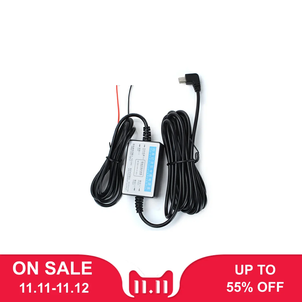 

12/24V to 5V 2.5A Mini USB Hardwire Kit DVR Power Adapter Cable for A10 M06 GS63H PG01 PG02 Dash Cam, Low Voltage Protection