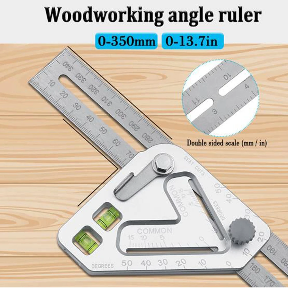 Multifunctional Woodworking Level Triangle Angle Measurment Ruler Stainless Steel Protractor Carpenter Tools Level Protractor