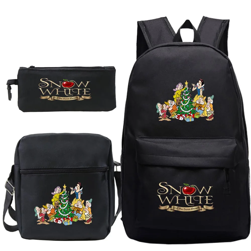 2021 New Disney Snow White Cartoon Pattern Student Backpack Three-Piece Elementary Schoolbag Small Shoulder Bag Pencil Case