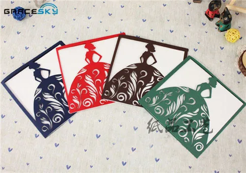 

50 шт. Бесплатная доставка Пригласительные открытки принцессы на день рождения и свадьбу с лазерной резкой, индивидуальная открытка для свадебных приглашений rсвп