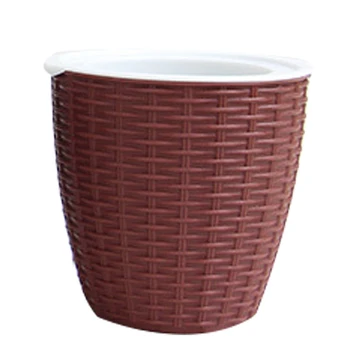 

Plant Pot Cover Indoor Plastic Rattan Flower Cover Round Modern Decor Planter Durable FPing