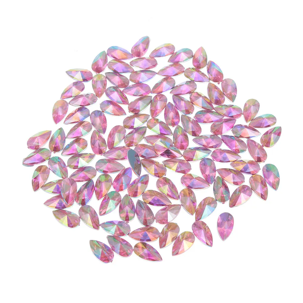 Light Pink AB 100 шт 8x13 мм Каплевидная форма акриловые Стразы для ногтей Гладкие острые камни 3D Блеск DIY рукоделие лицо Изготовление ювелирных изделий - Цвет: Light Pink AB