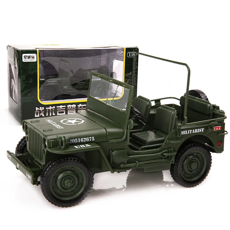 KAIDIWEI 1:18 modèle militaire tactique Jeeps vieille seconde guerre mondiale Willis véhicules militaires modèle de voiture en alliage pour enfants tactique Jeep jouet