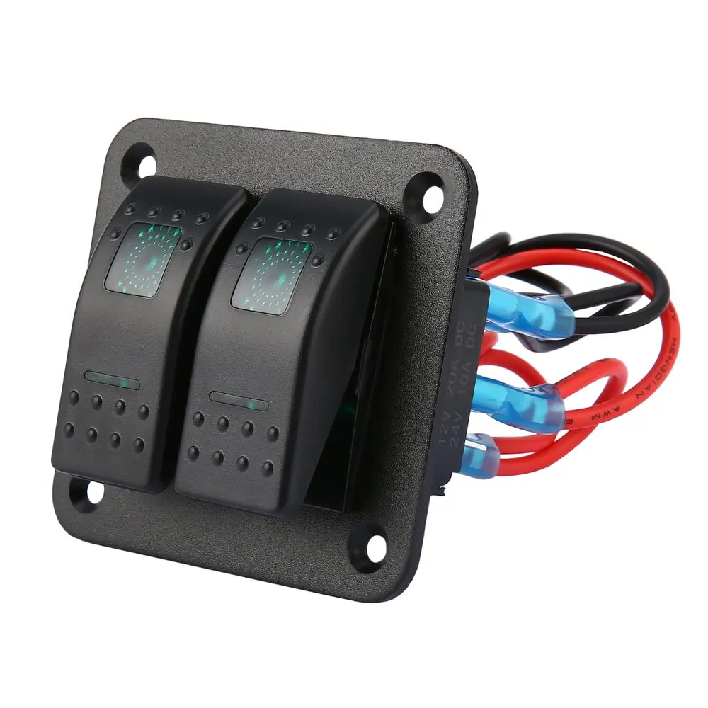 2 Gang Switch Panel Light On/off Fuse Circuit Breaker Overload