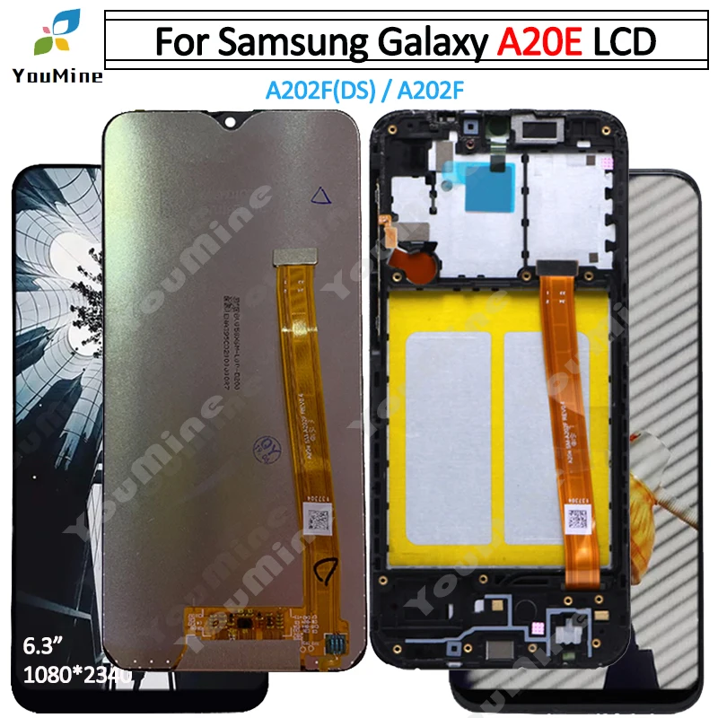 Для samsung Galaxy A20e ЖК-дисплей сенсорный экран дигитайзер с рамкой A202 A202F/DS сборка Замена для samsung A20E ЖК