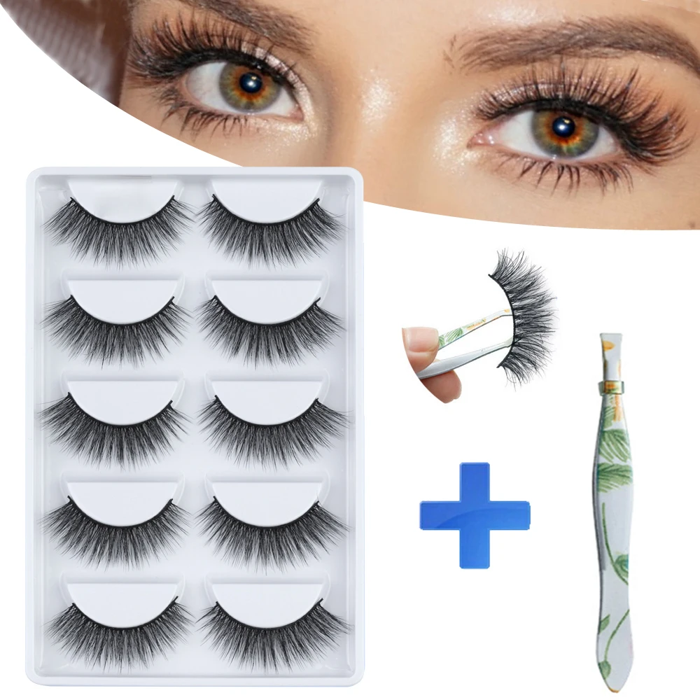 

MB New 5 pairs 3d 100% Mink Lashes Handmade False Eyelashes Thick Soft Volume Mink Eyelashes Set Maquiagem