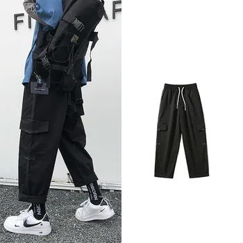 

2019 Autumn Men's Work Leisure Printing Cotton Casual Cargo Pants Loose Trousers Active Elastic Hip Hop Joggers Sweatpants