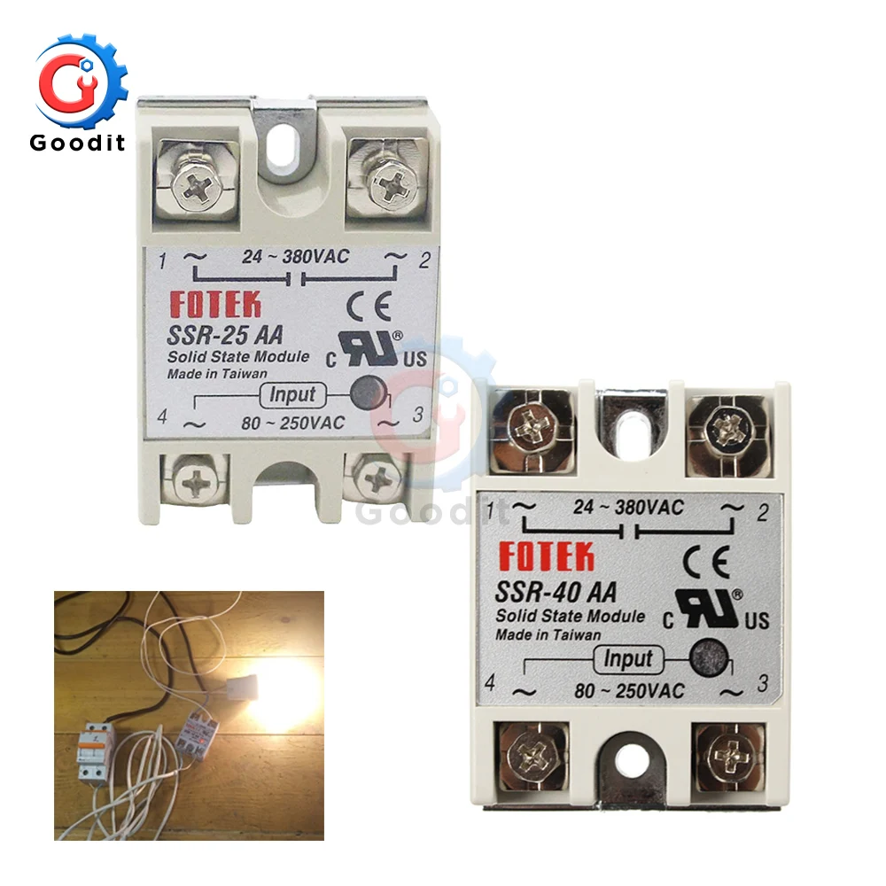 Твердотельные реле SSR-25AA SSR-40AA 25A 40A AC управление AC релис 80-280 В AC до 90-480 В AC SSR 25AA 40AA