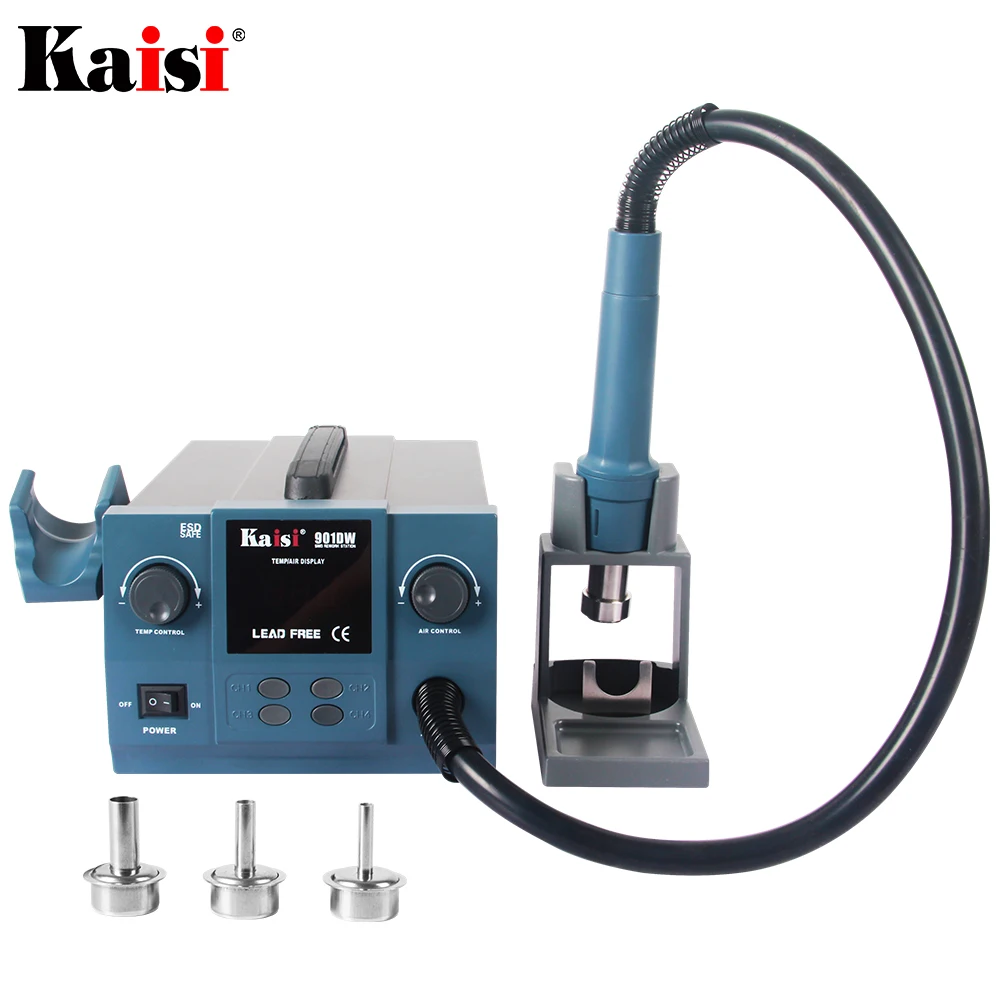 Оригинальная Kaisi 901DW 1000 Вт Бессвинцовая паяльная станция с горячим воздухом профессиональная микрокомпьютерная Тепловая пушка паяльная станция