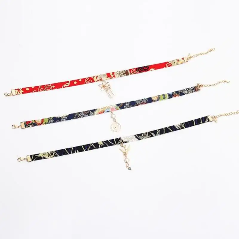 1 шт., Ukiyo-e, китайский стиль, колье до ключиц, цепочка, жемчужное женское ожерелье, сетка, красный воротник, ожерелье, ювелирное изделие