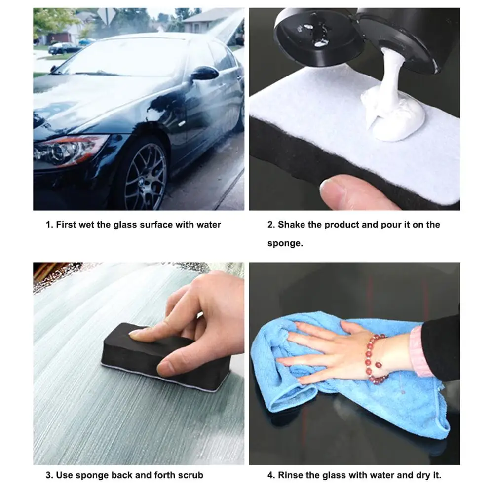 100ML Car Glass Film Dissolving Strong Decontamination Cleaner Car Maintenance Windshield Cleaning Agent Glass Remove Oil Film