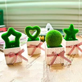 

4pcs/lot Flocking Small Bonsai Creative Cartoon Animal Ceramic Ornaments Simulation Fake Flower Potted Cute