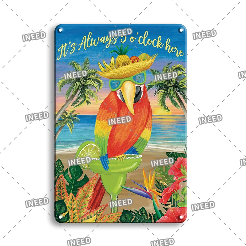 Wall Clock Modern Design Metal Signs Vintage Clock Tin Sign Tiki Bar Decor Plaque Babyroom Wall Sticker Metal Plate Decor