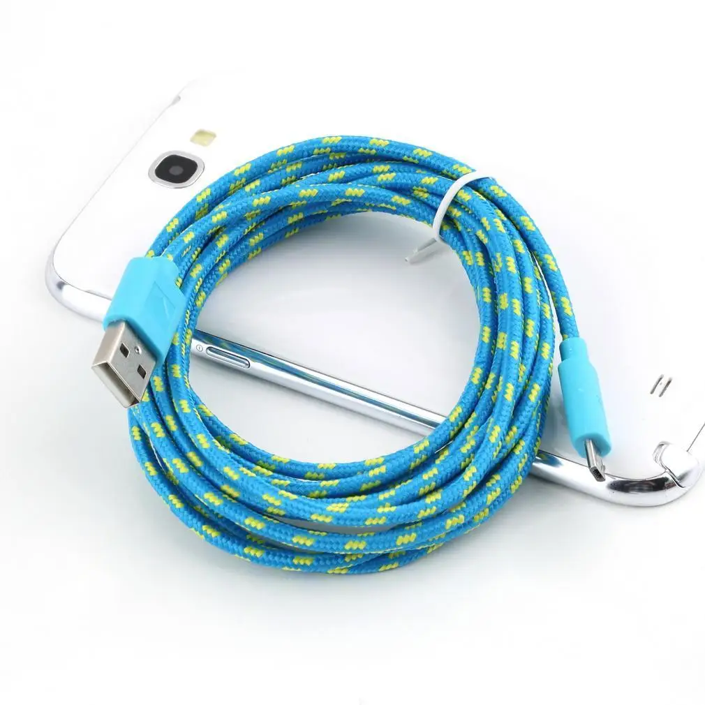 Лучшее/10FT пеньковая веревка микро USB кабель-трос для синхронизации данных для сотового телефона - Цвет: Синий