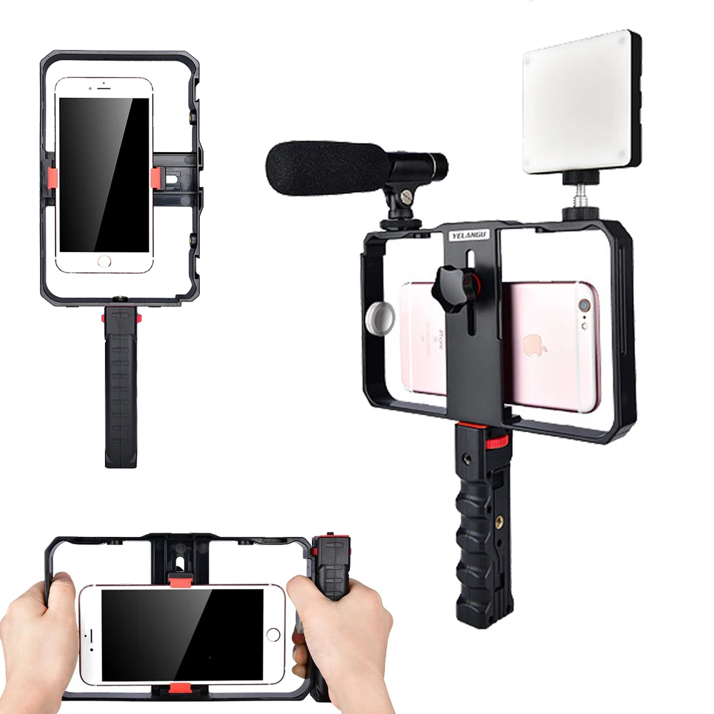 Economie Briesje Herziening Universal Smartphone Video Rig Filmmaking Case Phone Video Stabilizer  Handle Grip Tripod Mount for iPhone 11 XR Huawei Samsung|Photo Studio  Accessories| - AliExpress