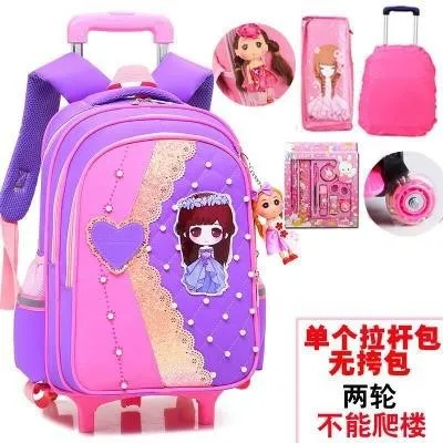 

2018 New Style. Deconstructable Trolley Bag Women's Young STUDENT'S Pull Defend Hand Drag School Bag GIRL'S Three-Wheeled Climbi