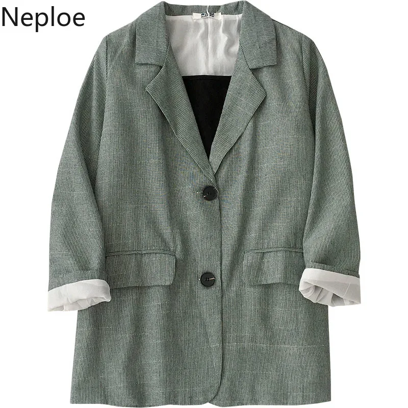 Neploe/Корейский модный однобортный женский пиджак с зазубренным воротником и Блейзер Женский Повседневный костюм пальто осенняя верхняя одежда