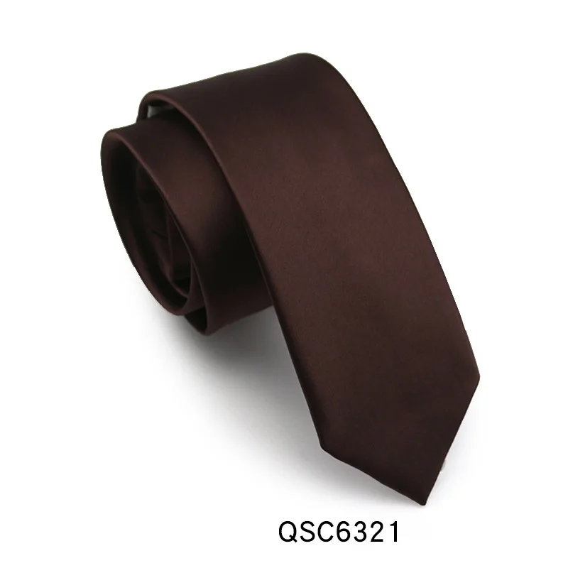 QSC6321 Высокое качество новые дизайнерские бренды модные деловые повседневные 7 см тонкие галстуки для мужчин галстук сплошной цвет Свадьба с подарочной коробкой - Цвет: QSC6321