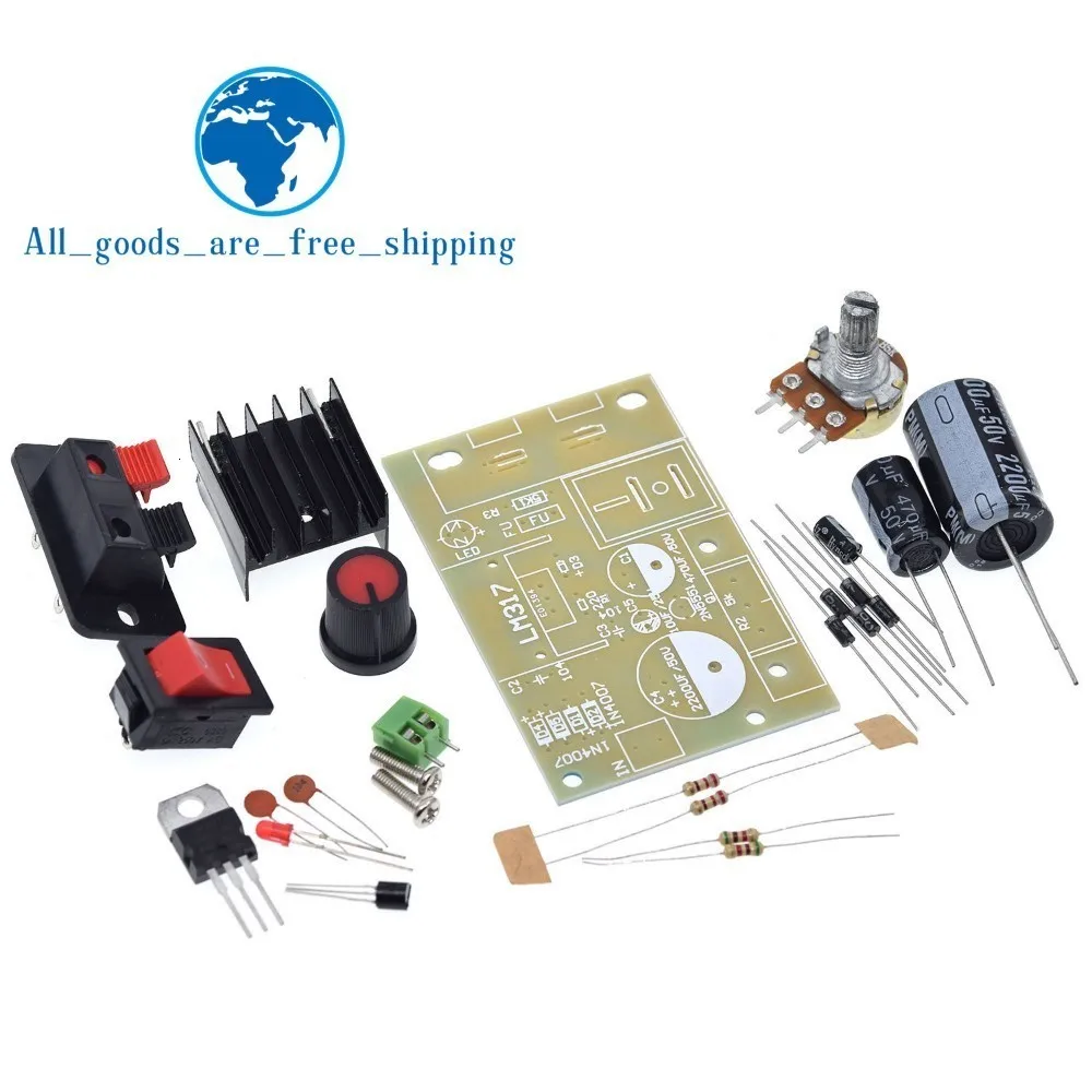 LM317 DIY Kit понижающий модуль питания регулируемый регулятор напряжения переключатель сбрасываемый предохранитель электролитический конденсатор доска