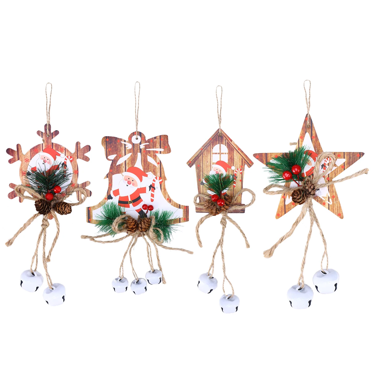 4PCS Christmas Tree Decor Pendant Hanging Ornament New Year Christmas Decoration Cartoon Shape Wind Chime Pendant For Home