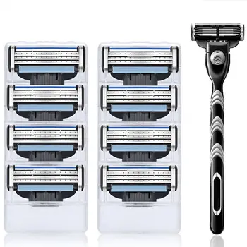 

1 handle + 4 blade and 1 handle + 1blade manfacial care shaving cassettes men shaving blades Compatible gillettee Mache 3