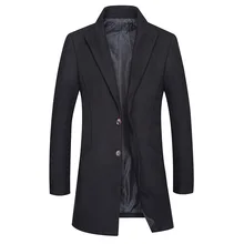 Экстра Длинная зимняя ветровка плюс размер мужской костюм Блейзер длинный рукав черный шерстяной костюм мужской повседневный узкие облегающие шерстяные пальто 3xl 4xl