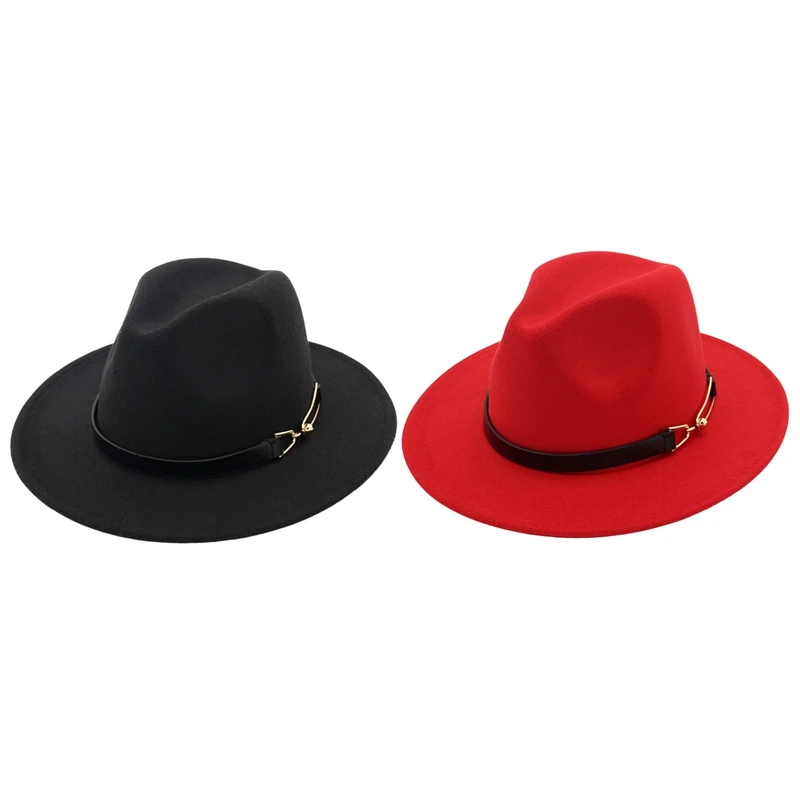 Женская Фетровая Шляпа Fedora, зимние шляпы с широкими полями, осенняя мода, женская шляпа из имитации шерсти, мужская фетровая шляпа