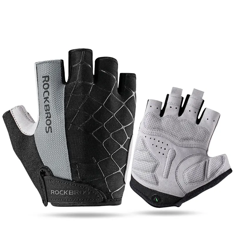 Spider 1 Grey Резиновые перчатки ROCKBROS Half Finger Противоударная износостойкая дышащая одежда MTB дорожные велосипедные перчатки мужские и женские спортивные Велосипедное оборудование - Цвет: Spider 1 Grey
