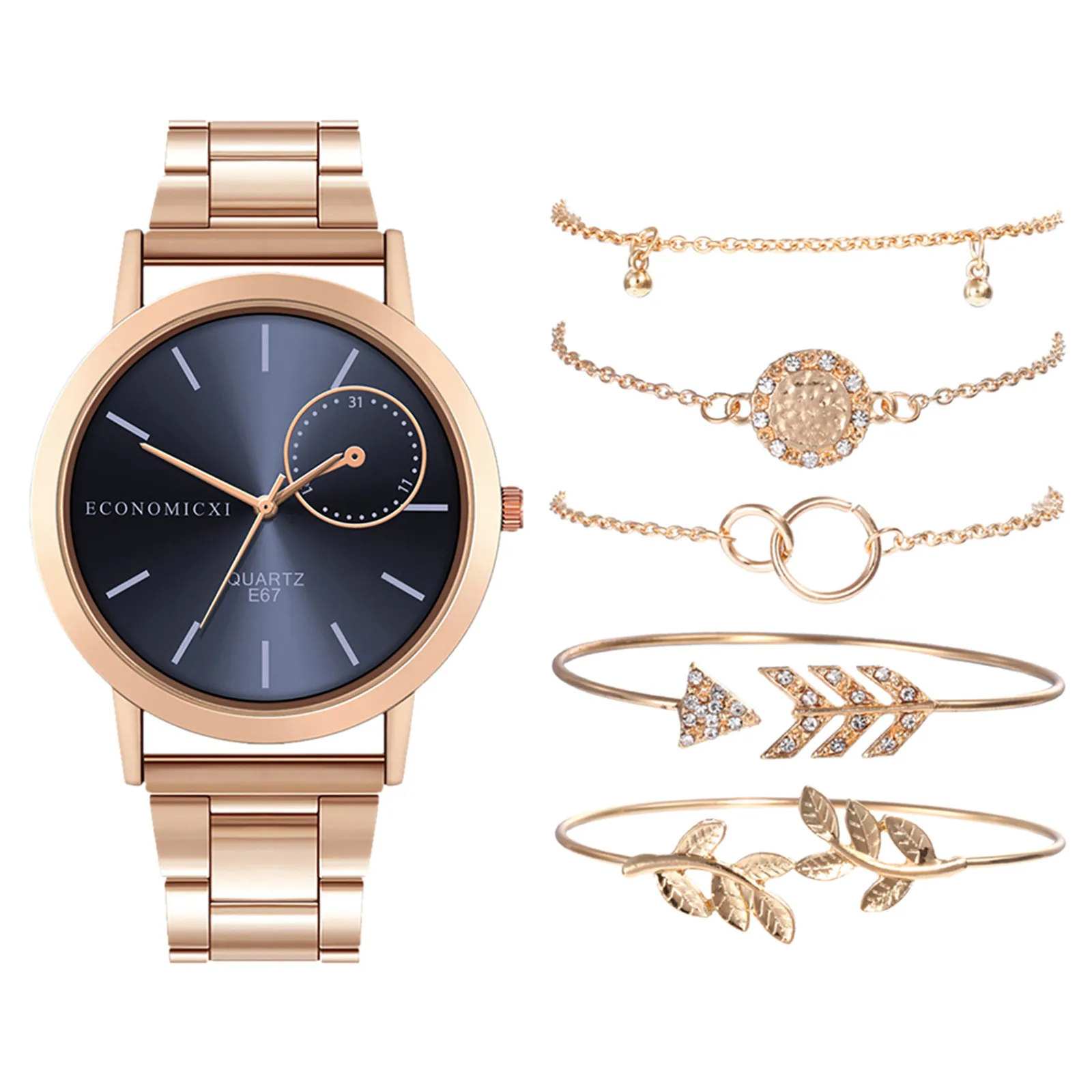 Retro Quartz Watch without Numbers Scale Steel Belt Elegant Watch for