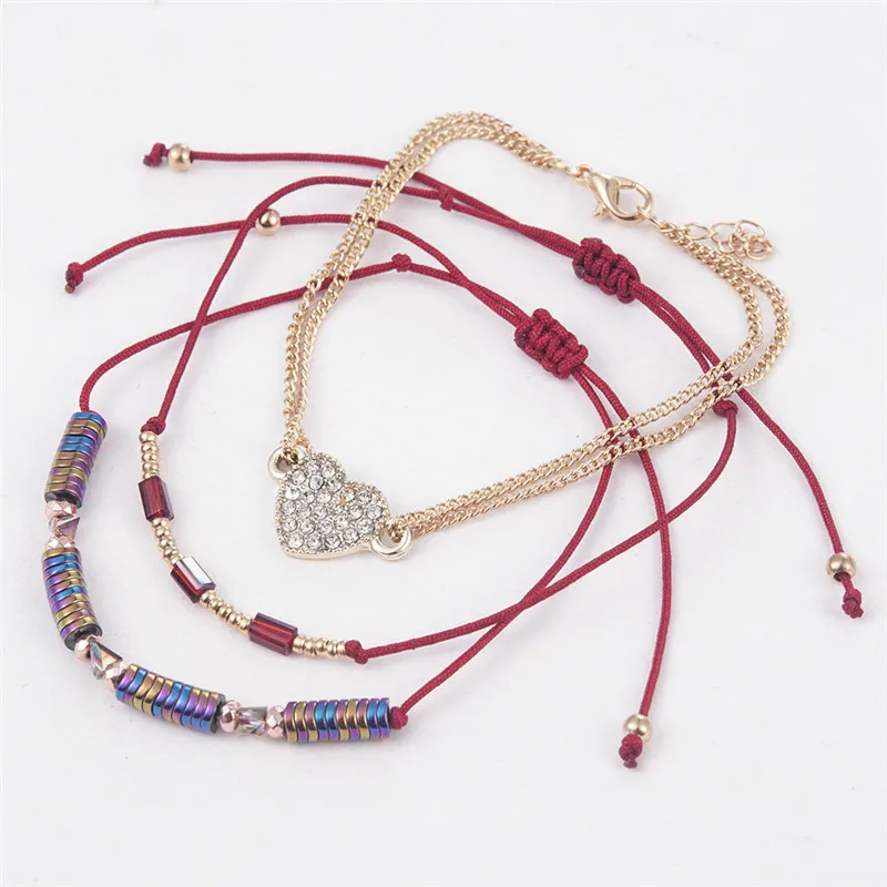 3 шт./компл. Boho Для женщин Оболочка жемчужные бусы, натуральный камень, сердечко с бахромой в виде звезд, с украшением в виде кристаллов браслет подарок на летнюю вечеринку браслет-напульсник, высочайшего качества, senhora