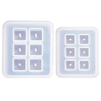 

2pcs Cubic Design Silicone Bead Molds with Holes Square Epoxy Mold for ,Polymer Clay,Soap Making, Cabochon Gemstone Crafting