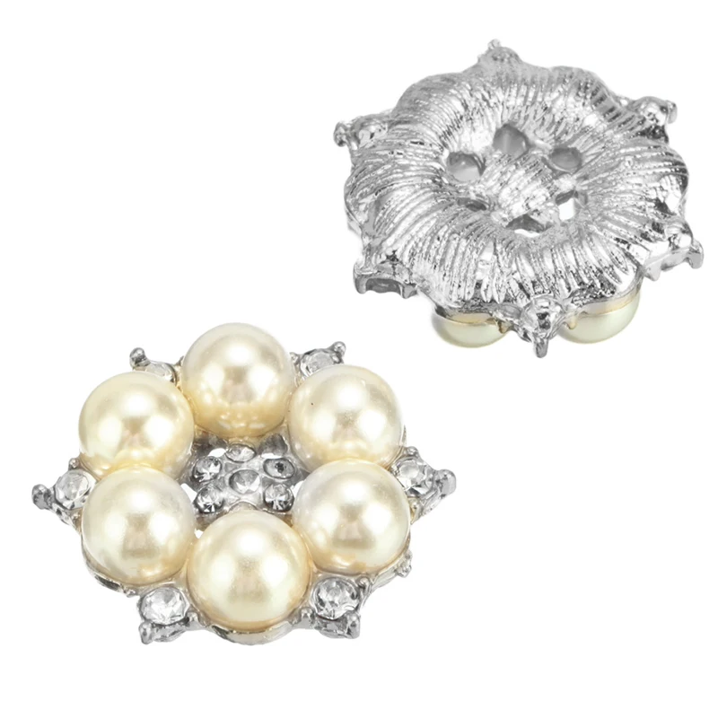 Жемчужные пуговицы в форме цветка 10 шт./компл. 25 мм сплав Хрустальный бант