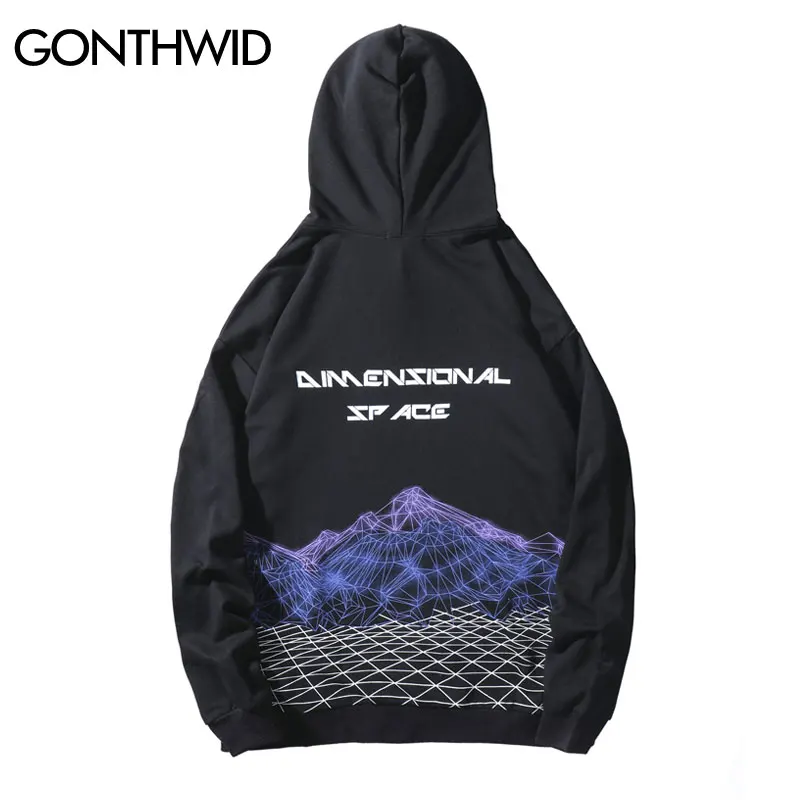 GONTHWID 3D Линия горный принт пуловер толстовки с капюшоном, худи уличная хипстерская одежда по аниме Harajuku Хип Хоп Панк Рок повседневные топы с капюшоном модная верхняя одежда