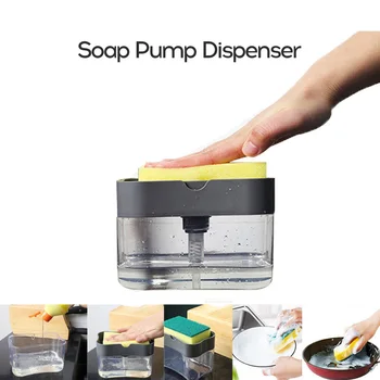 

Kitchen Soap Dispenser with Sponge Holder Detergent Pump Dispenser Automatic Dishwashing Soap Dispenser Kitchen Cleaner Tool
