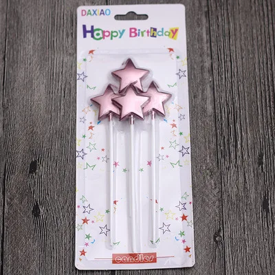 Rose gold stsr 1 комплект золотого и серебряного цвета с надписью «Happy Birthday», праздничный торт, праздничные принадлежности для дня рождения, милые свечки на день рождения для кухни, выпечка в подарок - Цвет: Rose gold stsr