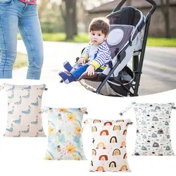 Sac sec et humide à Double fermeture éclair, 30x40cm, réutilisable, imperméable, PUL, pour couches de bébé, pour poussette 