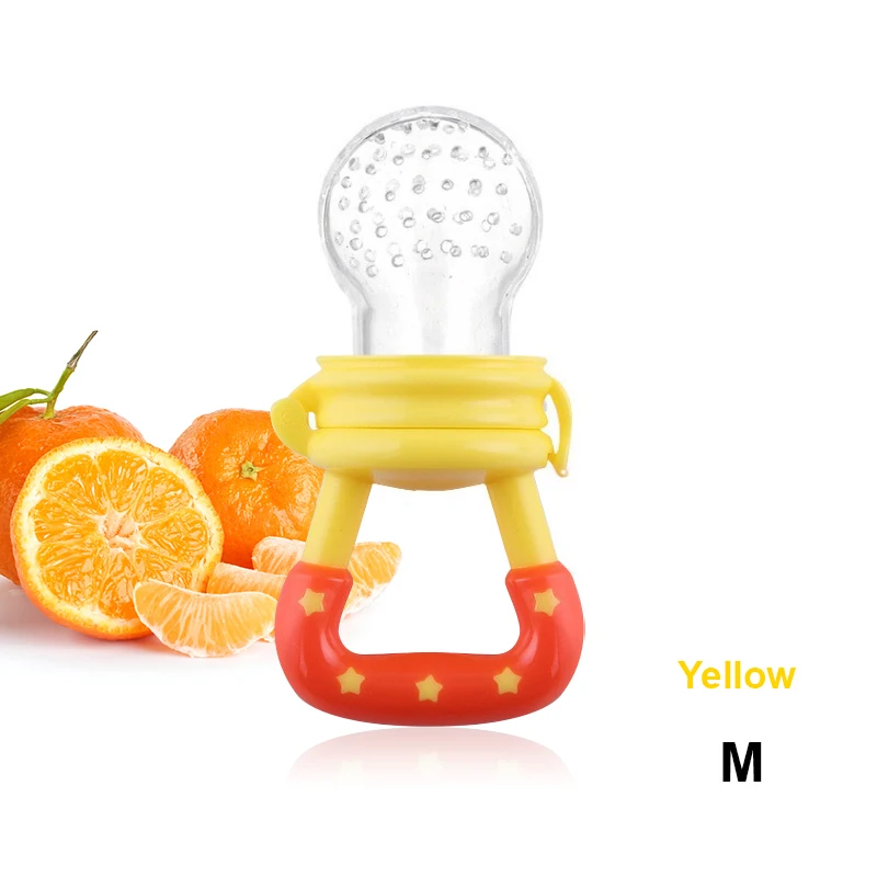 Yellow M Новинка, силиконовые детские чашки для кормления, Соска-пустышка для малышей, детская бутылочка для кормления фруктов, бутылочка для кормления - Цвет: Yellow M