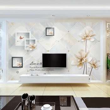 

Occident Jointless 3D Custom Mural Wallpaper Marbles Florals For Living Room Bedroom Background Silk Cloth Modern Wall Paper