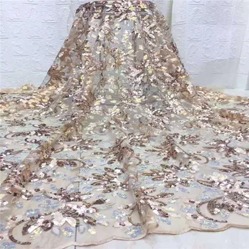 

Latest African Laces Gold Sequins Africa Nigerian Wedding Lace New French Tulle Net Lace Fabric High Qualit Christmas Dress