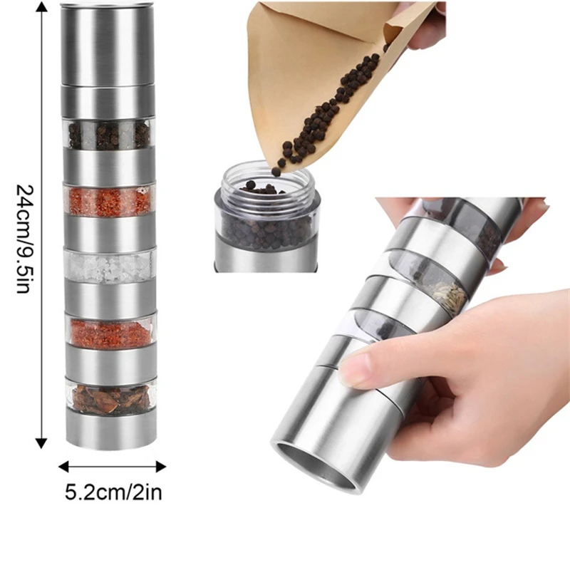 Stainless-Steel-Manual-Salt-Pepper-Mill-Grinder-Multi-layers-Pepper-Mill-Shaker-Portable-Seasoning-Muller-BBQ