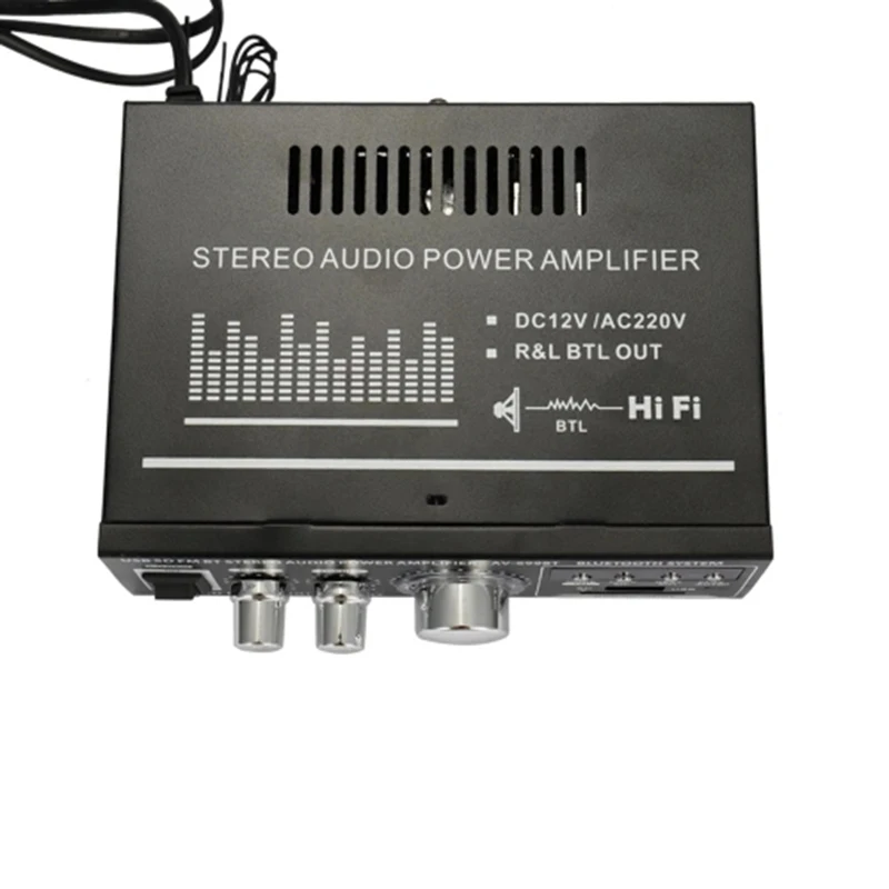 AC 220 В/DC12V HIFI аудио стерео усилитель мощности для автомобиля и дома 2CH ЖК-дисплей/BT/FM радио/400 Вт Мощность/дистанционное управление