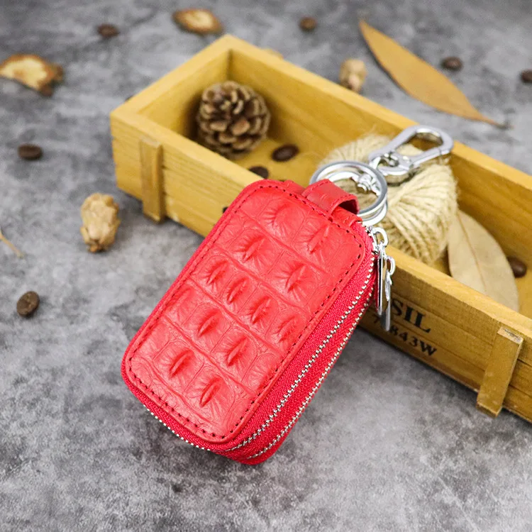 

Supply of Goods New Style Creative Full-grain Leather Craft Crocodile Pattern Embossed Window Double Zipper Multi-functional Lea