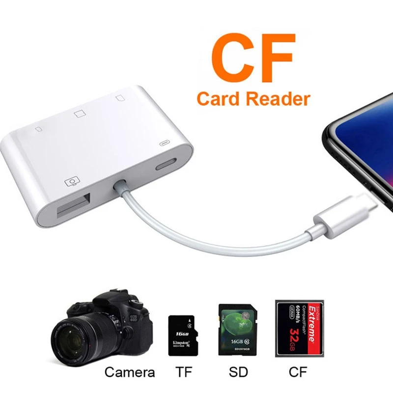 5в1 SD TF CF кард-ридер USB камера соединительный Комплект OTG кабель адаптер для iPhone X XS MAX XR 5 6 6S 7 8 Plus для iPad iOS 11/12