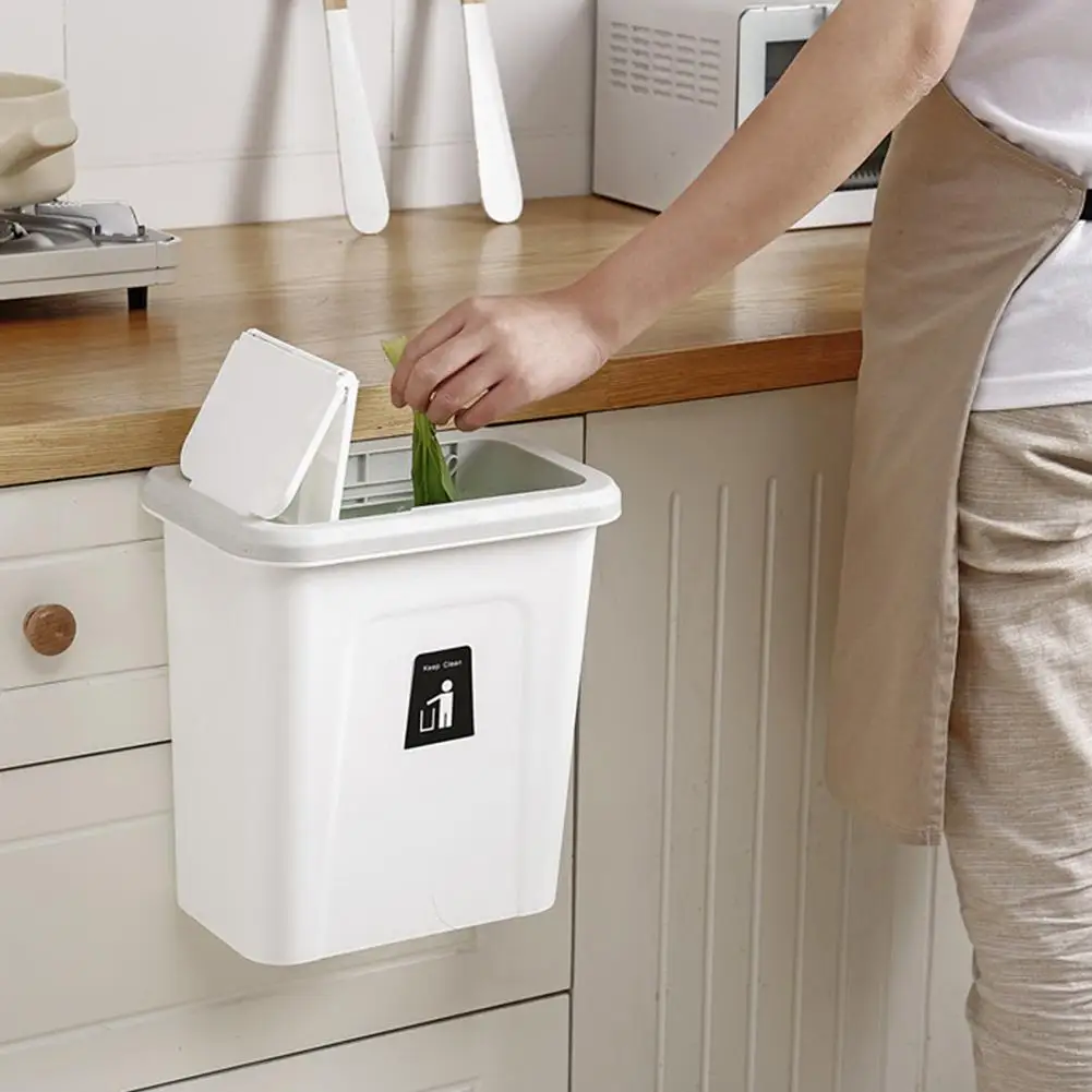 

Push-top Trash Can Chef Hanging Automatic Return Lid Fruit Vegetable Pericarp Cabinet Cupboard Kitchen Garbage Storage Bucket
